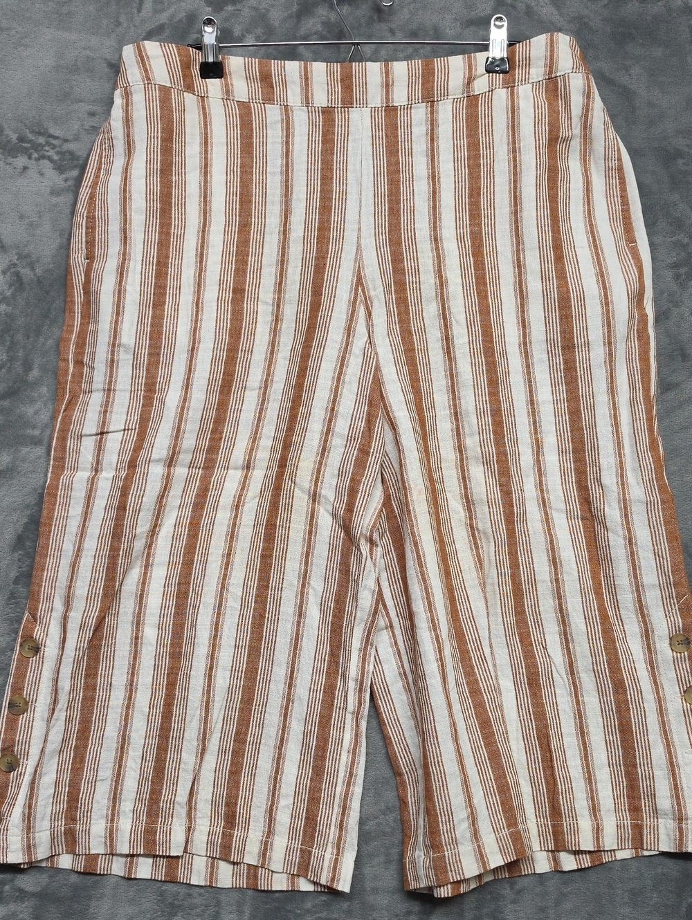Striped Ankle-Length XLP Wide-Leg Pants in Brown & White